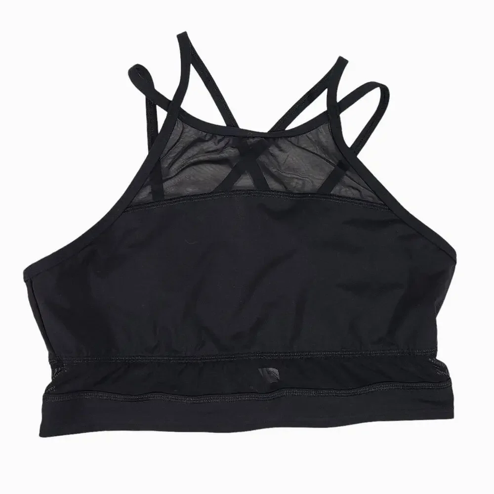 PINK Victoria's Secret Sport Bralette Cross Strap Mesh Back Close Black Large - Picture 1 of 10